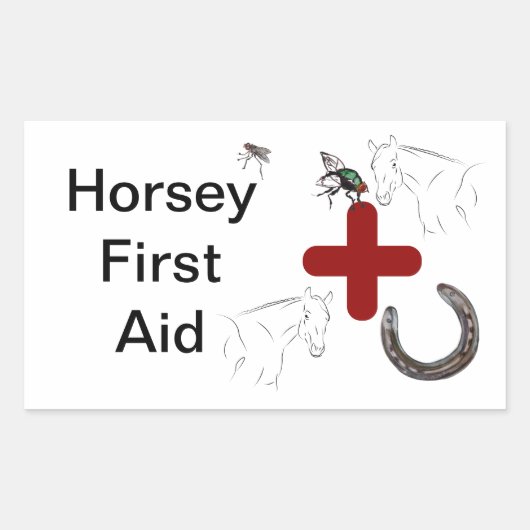 Horsey EHBO Rechthoekige Sticker (Voorkant)