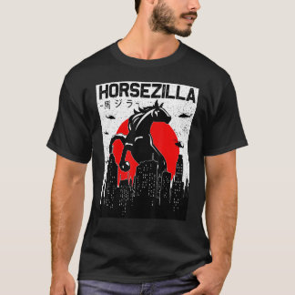 Horsezilla Funny horse tee,Cute Black Horse Lover T-shirt