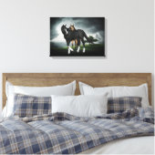HORSKOLT EN FILLY, CANVAS PRINT, TWEE FOALS ART (Insitu (Slaapkamer))