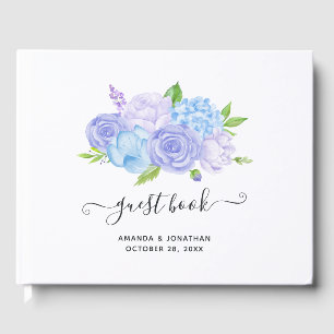 Hortensia Blauwe en Licht Lavendel Bruiloft Gast B Gastenboek
