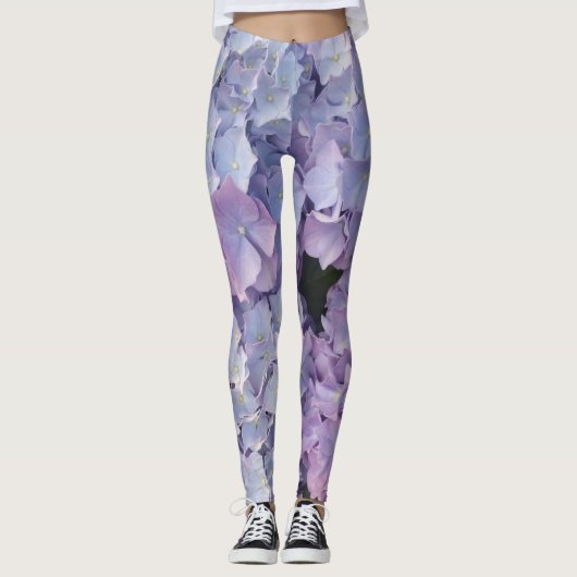 Hortensia bleu-clair et rose Legging (Devant)