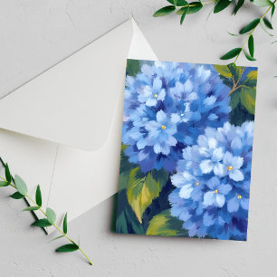 Hortensia Bleu en Fleurs Carte Aquarelle de Fleu