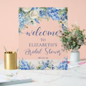 Hortensia Bleu Roses Blanches Floral Script Bienve (Mariage)