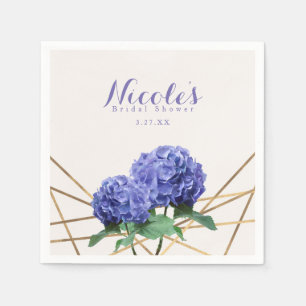 Hortensia Bloemen & Goud Elegante Aangepaste Trouw Servetten