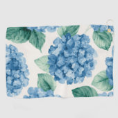 Hortensia Blues Bloemschildering in Waterverf Bloe Golfhanddoek (Horizontaal)