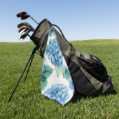 Hortensia Blues Bloemschildering in Waterverf Bloe Golfhanddoek (Groen)