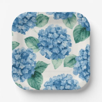 Hortensia Blues Bloemschildering in Waterverf Bota Papieren Bordje