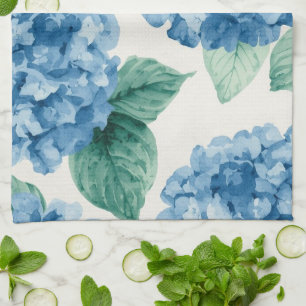 Hortensia Blues Bloemschildering in Waterverf Bota Theedoek