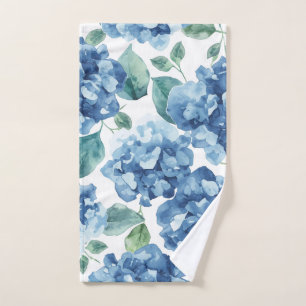 Hortensia Blues Waterverf Bloemen Bloem Patroon Handdoek