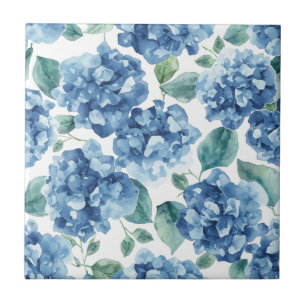 Hortensia Blues Waterverf Bloemen Bloem Patroon Tegeltje