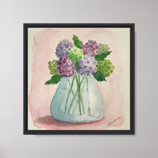 Hortensia dans une impression feutrée d'aquarelle (Recto)
