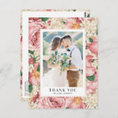 hortensia en Rozen bruiloft Dank u Briefkaart (Voorkant / Achterkant)
