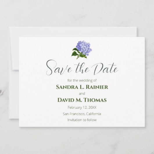 Hortensia Huwelijk Uitnodigingskaarten Save The Date (Voorkant)