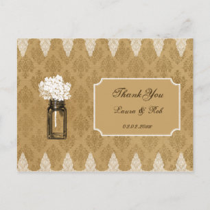 Hortensia in Mason Jar, Burlap bruiloft Dank u Briefkaart