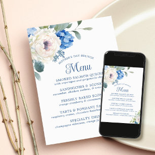 Hortensia Roos Bloem Moedersdag Brunch Menu Poster