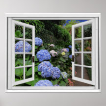 Hortensia Tuin Uitzicht Nep Raam