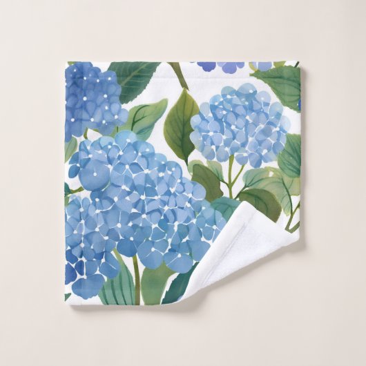 Hortensias bleus | Aquarelle florale (Gant de toilette)