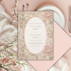 Hortensia's Bloem Roze Goud Vintage Bruiloft  Kaart