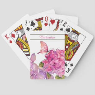 Hortensia's en Vlinder Klassieke Speelkaarten