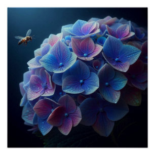 Hortensia's Floral Paarse en Blauw Perfect Poster