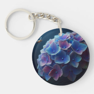 Hortensia's Floral Paarse en Blauw Sleutelhanger