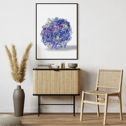 Hortensia's in waterverf - bloem kunstprint poster