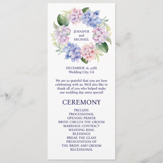 Hortensia's Spring Flowers Wedding Program Programma (Voorkant)