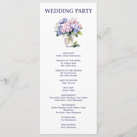 Hortensia's Spring Flowers Wedding Program Programma (Achterkant)