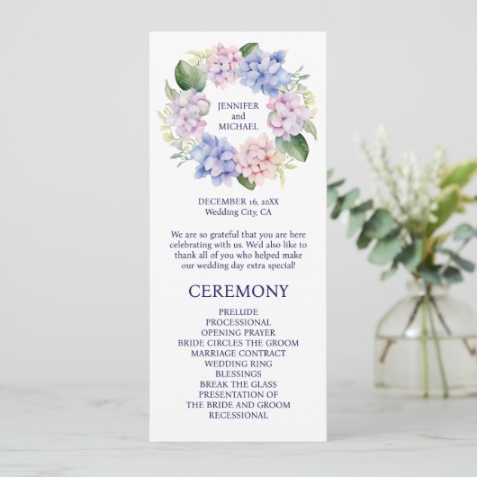 Hortensia's Spring Flowers Wedding Program Programma (Staand voorkant)