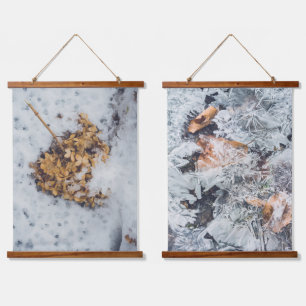 Hortensievloem op sneeuw en Magic ice Patroon Hangend Wandkleed