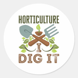Horticultuur ik dig het ronde sticker