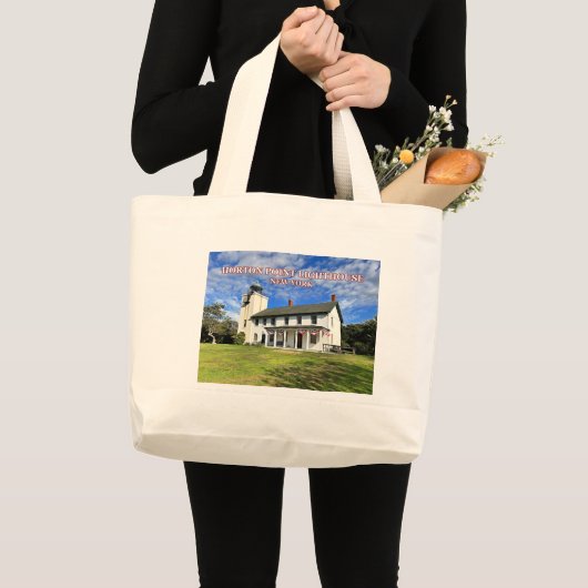 Horton Point Vuurtoren New York Grote Canvas tas (Voorkant (product))