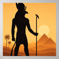 Horus Egyptian God Desert Sunset Poster Art