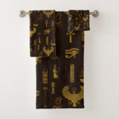 Horus Falcon en het Egyptische hiëroglyphpatroon Bad Handdoek (Insitu)