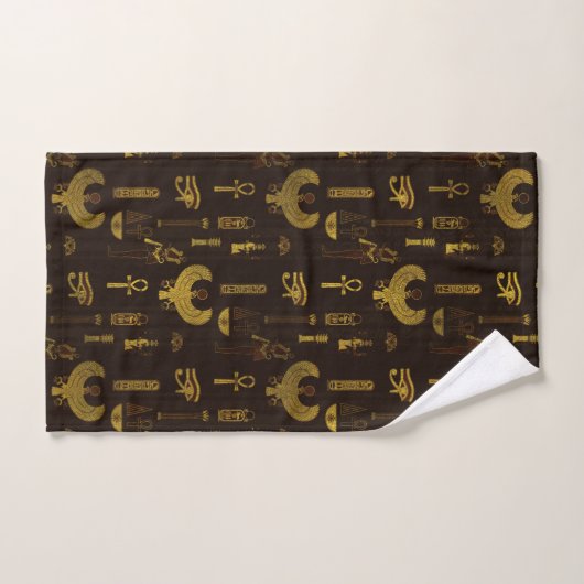 Horus Falcon en het Egyptische hiëroglyphpatroon Bad Handdoek (Handdoek)