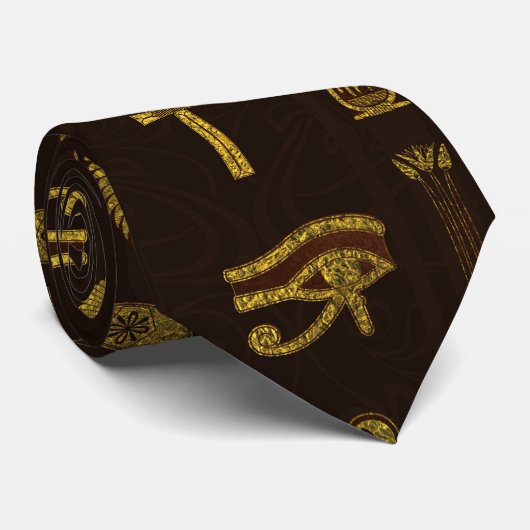 Horus Falcon en het Egyptische hiëroglyphpatroon Stropdas (Opgerold)