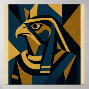 Horus Modern Art égyptien Poster Or Bleu