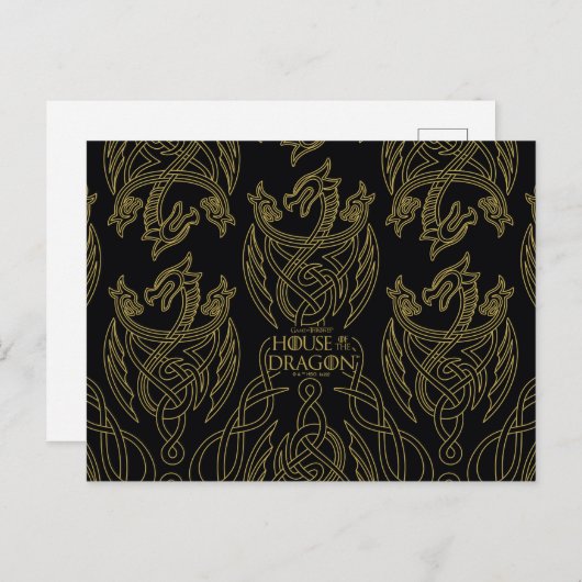 HOSE OF THE DRAGON Gold Filigree Dragon Pattern Briefkaart (Voorkant / Achterkant)