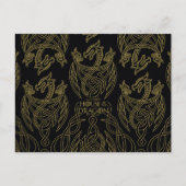 HOSE OF THE DRAGON Gold Filigree Dragon Pattern Briefkaart (Voorkant)