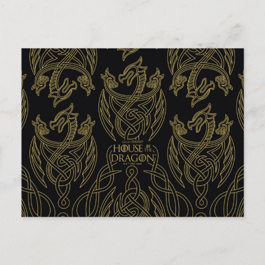 HOSE OF THE DRAGON Gold Filigree Dragon Pattern Briefkaart (Voorkant)