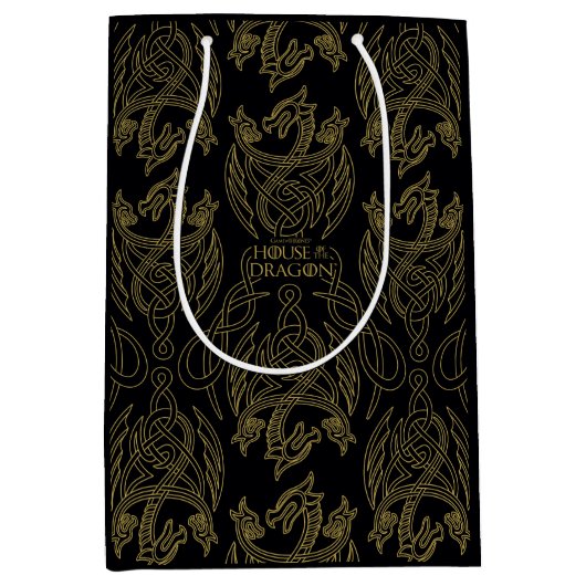 HOSE OF THE DRAGON Gold Filigree Dragon Pattern Medium Cadeauzakje (Voorkant)