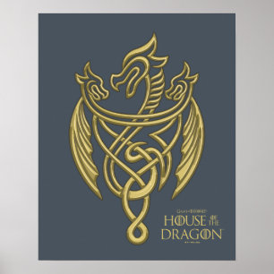HOSE OF THE DRAGON Golden Filigree Dragon Crest Poster