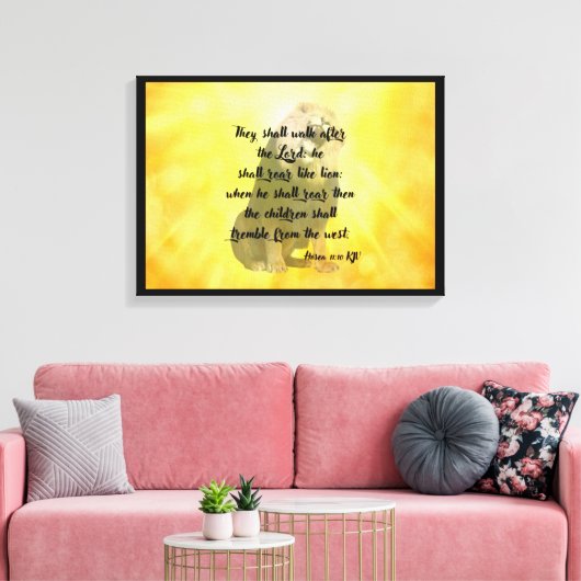 Hosea 11:10 Bijbelverse Scripture Canvas Wall Art (Insitu (Woonkamer))