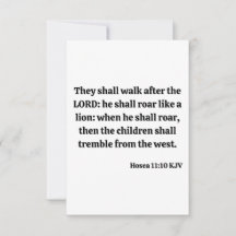 Hosea 11:10 KJV Bible Verse Carte de voeux plat