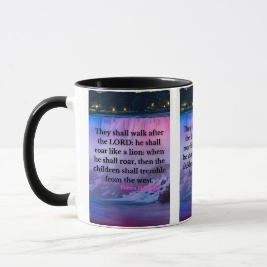 Hosea 11:10 KJV Bible Verse Pic Mug Deux Tons (Gauche)