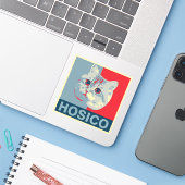 Hosico - Red Blue Illustration Sticker (Laptop met iPhone)