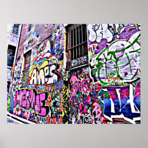 Hosier Lane Street Artwork - Melbourne, Australië Poster