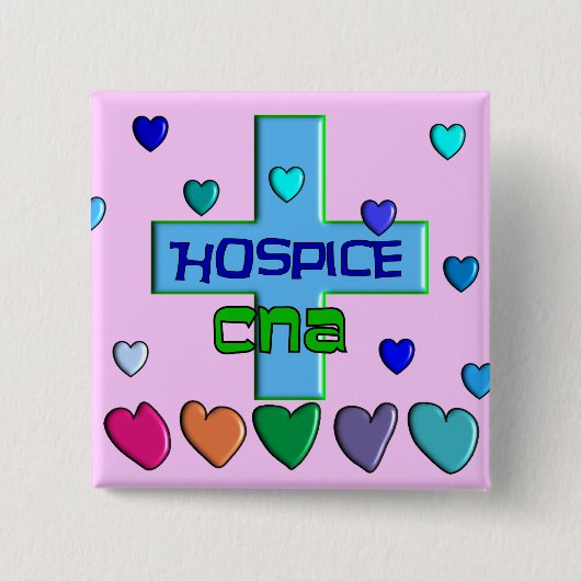 Hospice CNA Multi Hearts Design Vierkante Button 5,1 Cm (Voorkant)