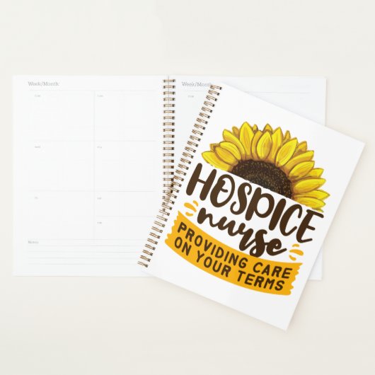 Hospice verpleegster die zorg op uw voorwaarden bi planner (Display)