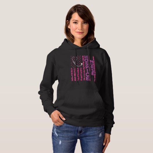 Hospice Verpleegster Leopard Print Roze Amerikaans Hoodie (Voorkant volledig)